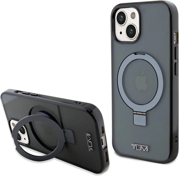 Tumi - iPhone 15 - Backcover - Metallic - magsafe - with stand - Zwart