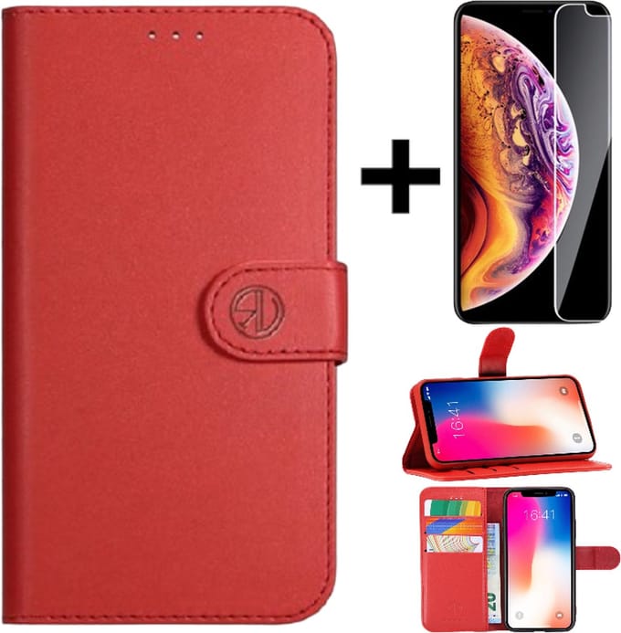 Super Rico Vitello Wallet Case Geschikt voor Samsung Galaxy S10E Rood + gratis screen protector