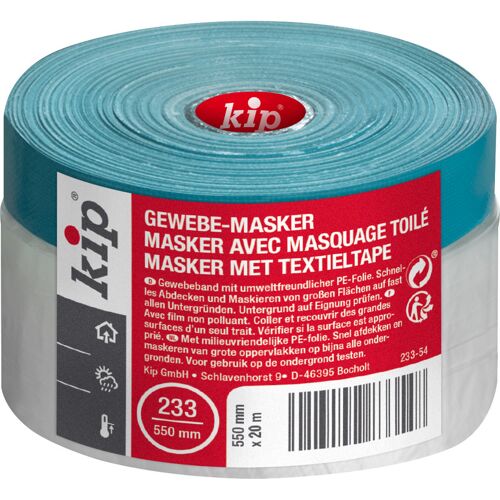 Kip - Weefsel Masker - Blauw - 550mmx20m - Textieltape met milieuvriendelijke PE-folie voor snel afplakken in één handeling - Statisch hechtend, UV-bestendig en temperatuurbestendig tot 30°C