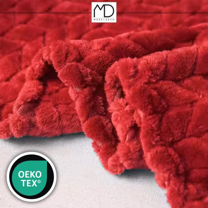 More&Deco - Serie - Polyester Wiegdeken - 200x220 cm - Rood