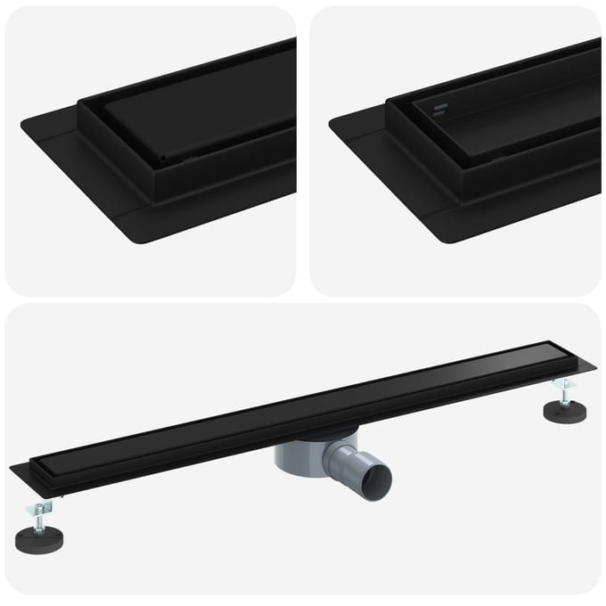 vidaXL - Doucheafvoer - 2-in-1 - met - 360° - Sifon - Zwart - 80 - cm