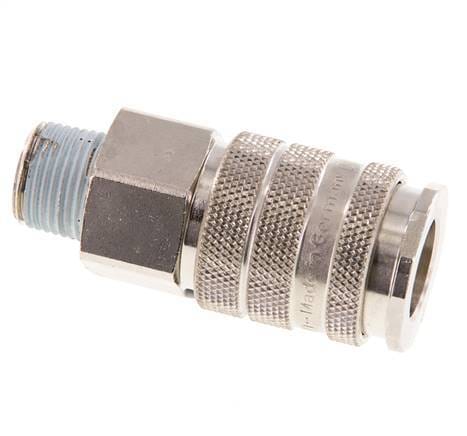 Vernikkeld Messing DN 10 Luchtkoppeling Snelkoppeling R 3/8 inch Buitendraad Double Shut-Off - CLS10-M-BN-SV-038