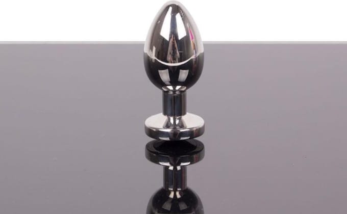 Buttplug RVS met zwart kristal - large