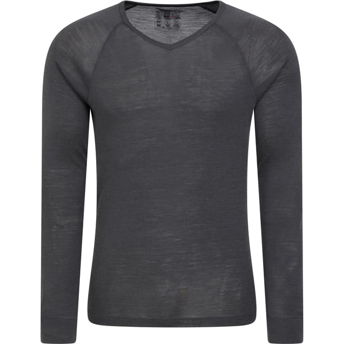 Mountain Warehouse Heren Merino Wol V Hals Base Layer Top (Grijs)