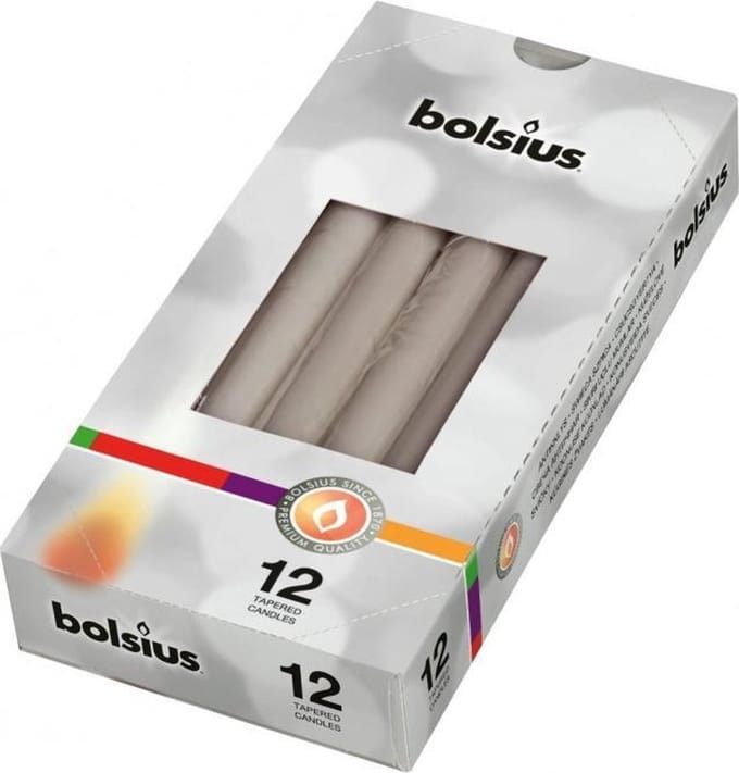 Bolsius Gotische kaarsen 12 stuks 245/24 kleur Grijs