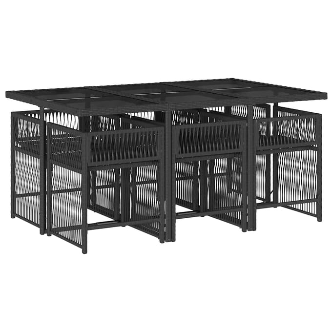 vidaXL - 7-delige - Tuinset - met - kussens - poly - rattan - zwart