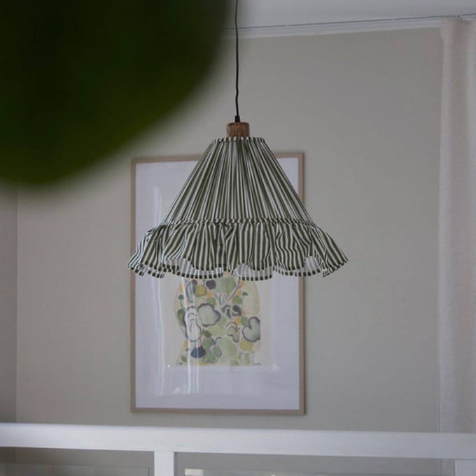PR Home hanglamp Estrid, mosgroen, stof, Ø 40 cm, E27
