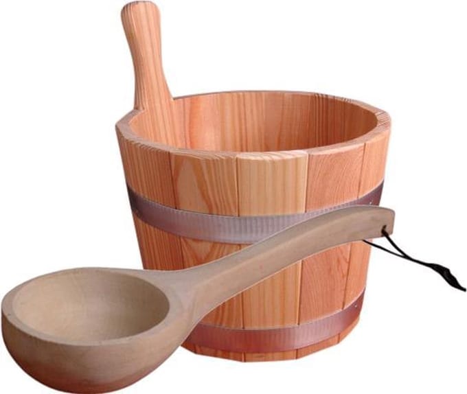 'SaunaPoolcare' Sauna Opgietemmer met lepel - Larikshout (5L)