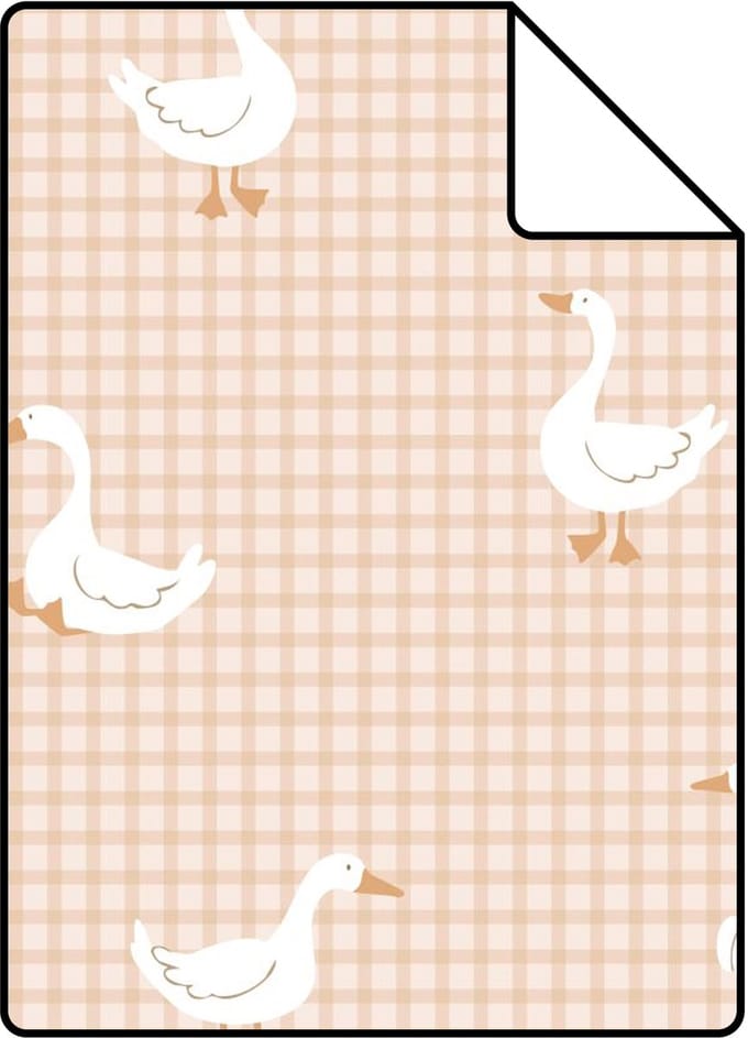 Proefstaal ESTAhome behang schattige ganzen beige - 26.5 x 21 cm - 132184-S