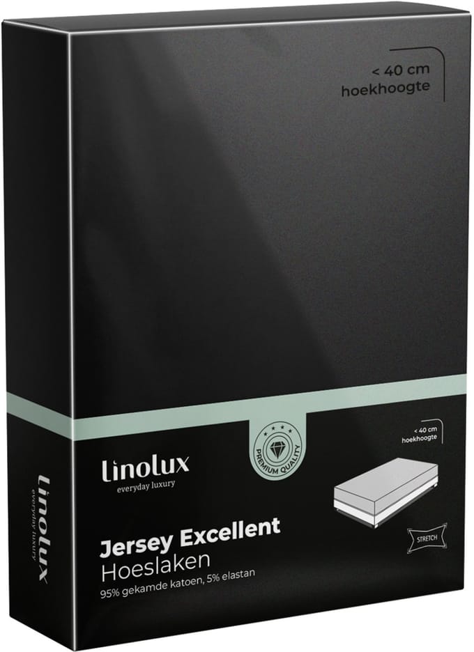 Linolux Hoeslaken Jersey Excellent Black 80x200 t/m 100x220