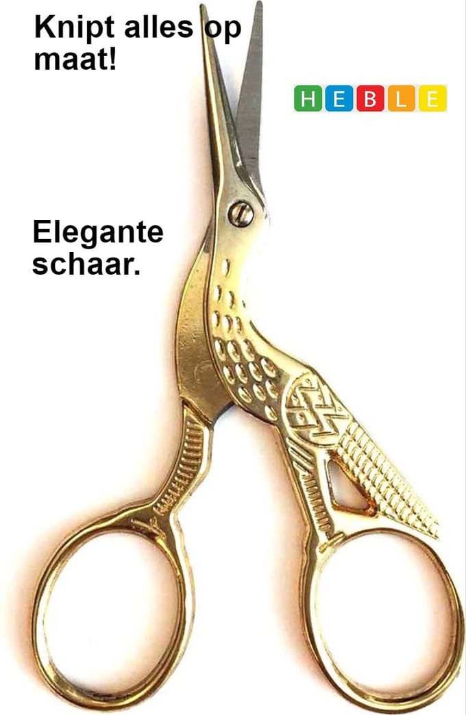 *** Ooievaar Borduurschaar - 9cm – Spits - Stof Knippen - van Heble® ***
