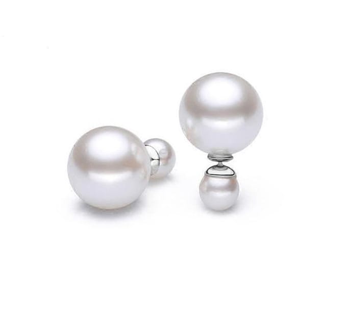 Zilveren Oorknopjes - Double Dots - Parel Oorbellen - Ø10mm
