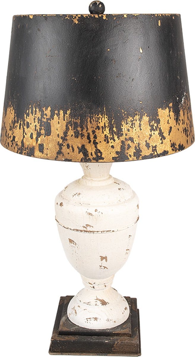 Clayre & Eef Tafellamp Ø 36x65 cm Beige Zwart Hout
