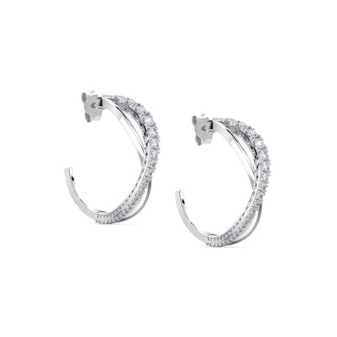 Vrouwen Cross Hoepel Oorbellen in 925 Sterling Zilver BIPE026