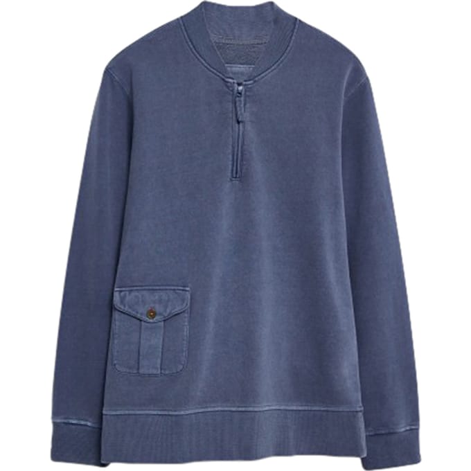 White Stuff Hilton Zip Neck Bomber Deep Blue Maat: S | Sweaters Outlet | Heren | Blauw