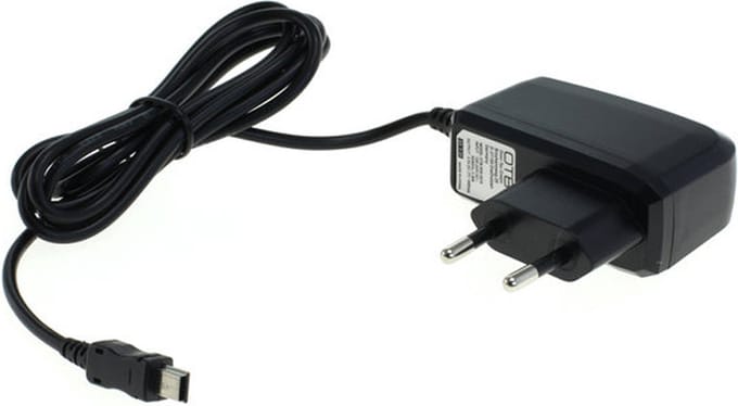USB Mini B thuislader met vaste kabel - 1A / zwart - 1,1 meter