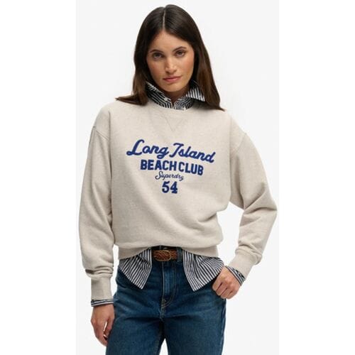 Superdry Beach Club Loose Crew Sweatshirt Crème Grootte: 38