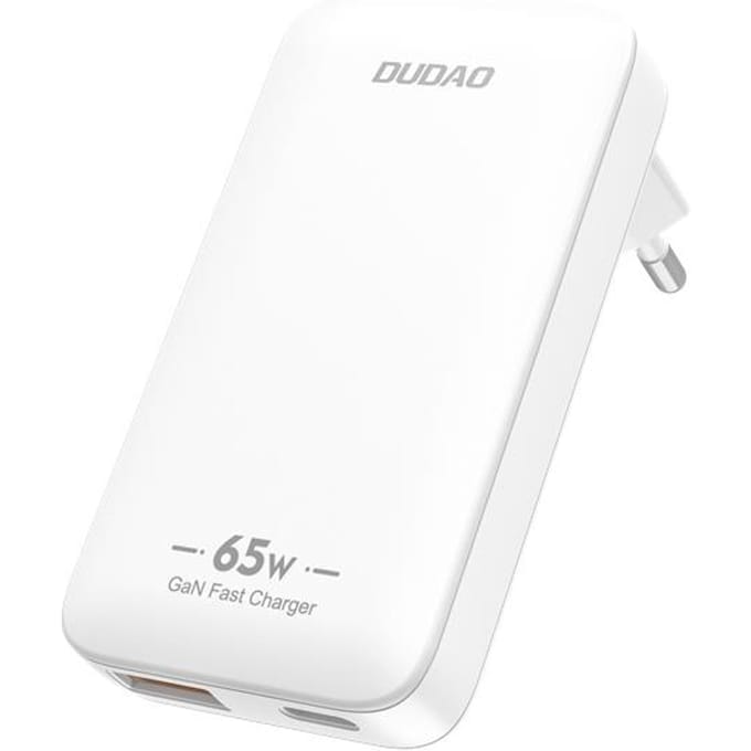 Dudao A65Q 65W GaN Travel Wall Charger USB-A / USB-C PD Ultra-Thin EU / US - White