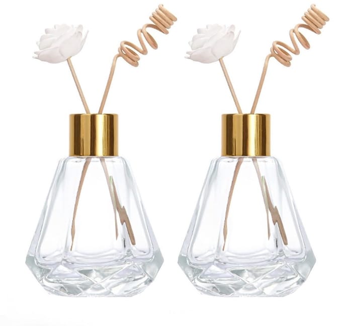 Dailygoods- Diffuser Flessen 60ml - Glazen Potten - Navulbaar - DIY Aromatherapie - 2 Stuks - Stevige Bodem - Geurverspreider