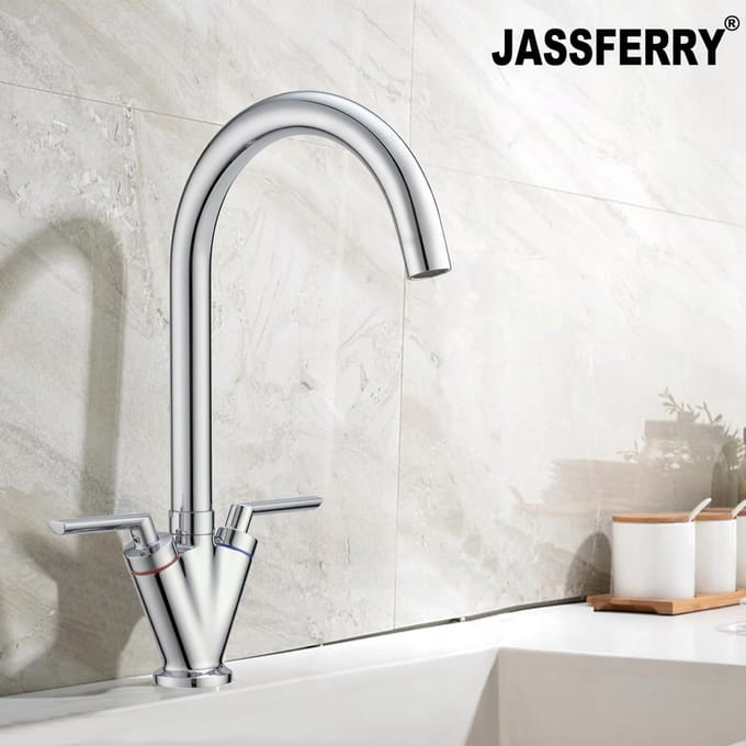 JASSFERRY Keukenkraan Dubbelgreeps Chroom Messing Draaibaar