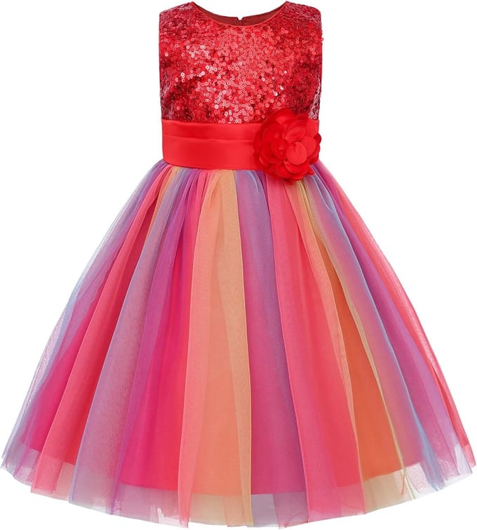 Meisjes Glitter Bloemen Jurk Mouwloos Feest Bruiloft Galajurk