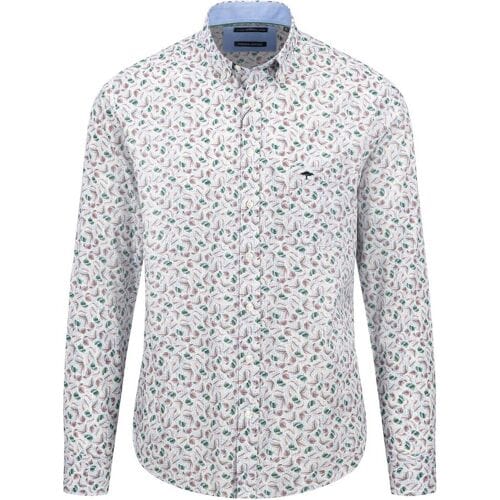Fynch-Hatton Overhemd Premium Vague Stripe Leaves Pattern Pale Blush / male