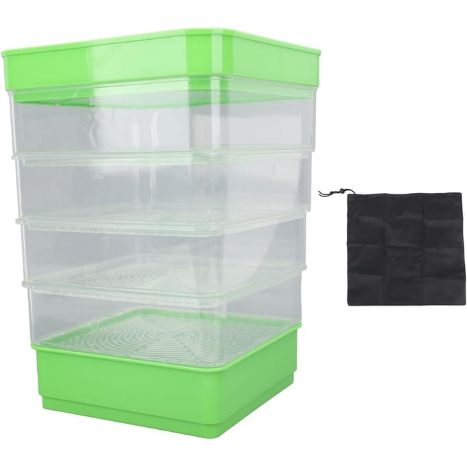 Stapelbare Kiemset 4 Lagen Ruimtebesparend Multifunctioneel Microgroente Kweekbak voor Boon gray