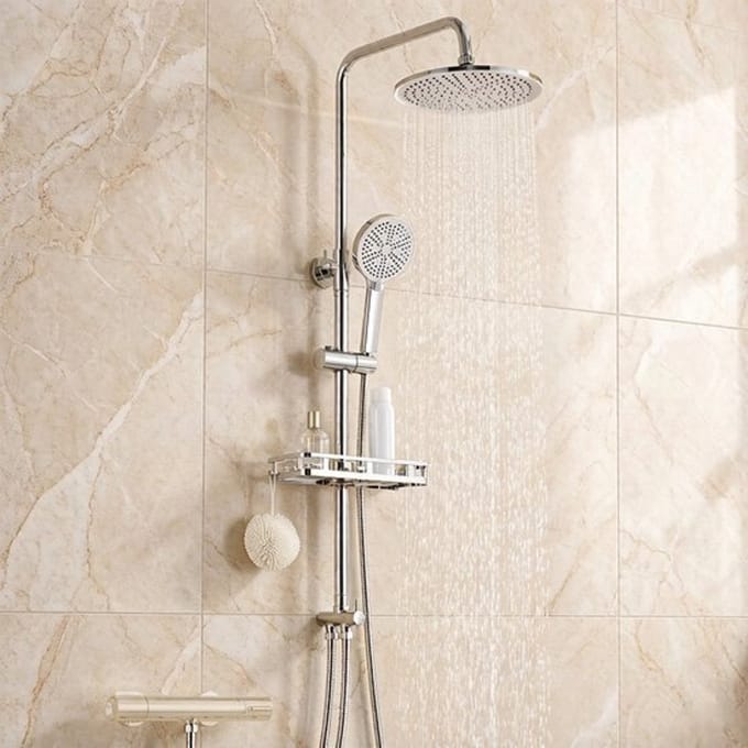 Auralum Max Douchesysteem met Handdouche 4 Standen - Luxe Regendouche set zonder Kraan - Inclusief Planchet - Chroom