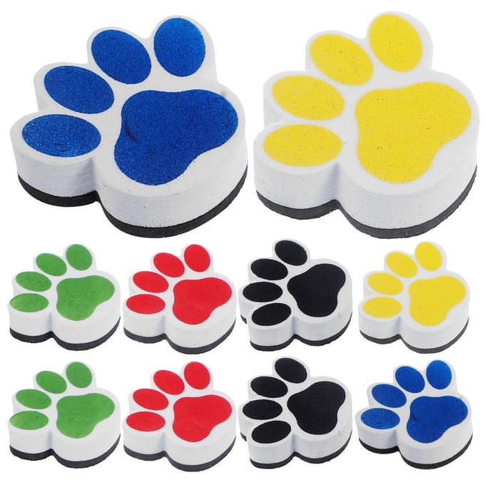 Lot de 10 tableaux blancs magnétiques à empreintes de chien, effaçables à sec, réutilisables, en EVA jaune