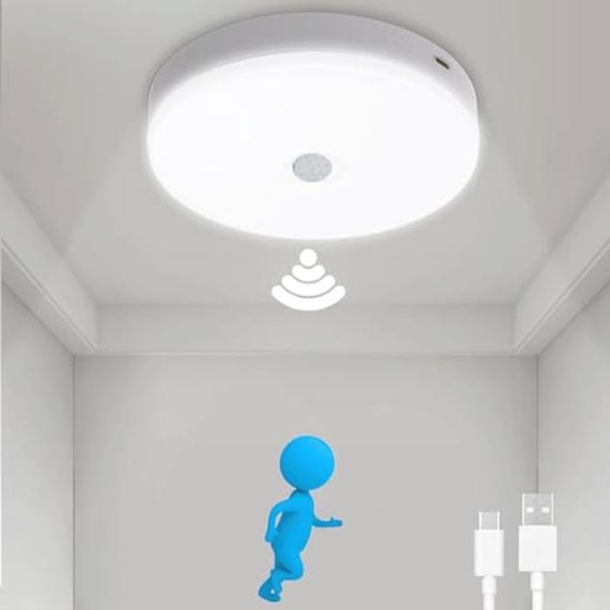 Led-plafondlamp met Bewegingsmelder en Oplaadfunctie - 5000 K - USB-C