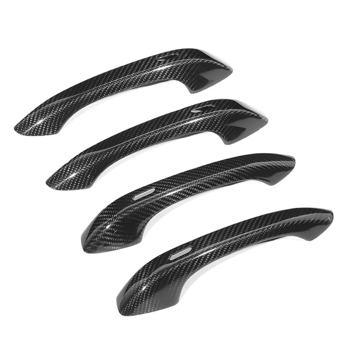 4 stuks Deurklink Cover Trim Koolstofvezel Geschikt voor Cayenne 2018‑2019 black