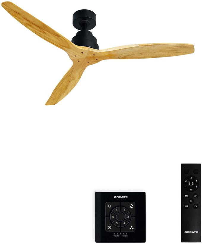 CREATE - Stille plafondventilator met technische ABS bladen 40W (Ø132cm) - Geen licht - Controller voor wandmontage + Afstandsbediening - 6 snelheden - Programmeerbaar - WIND STYLANCE