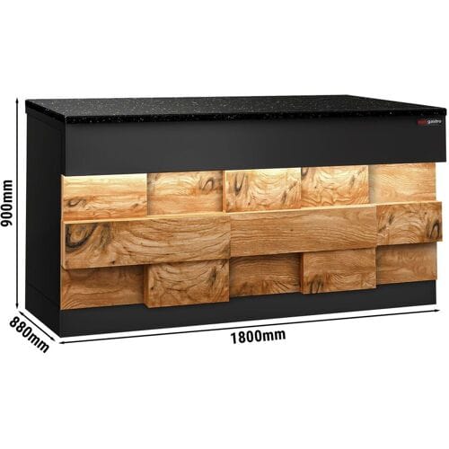 GGM Gastro Kassentisch TORONTO - 1800mm - Holzfront - schwarze Granit-Arbeitsplatte Zwart / Bruin