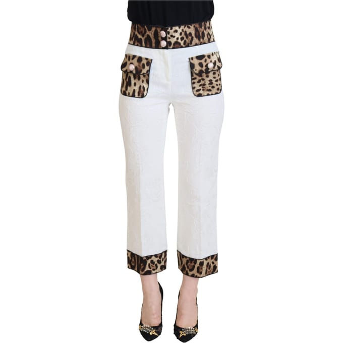 Cropped Broek met Luipaardprint Detail