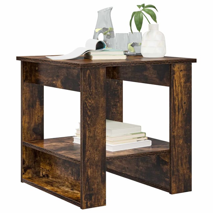 vidaXL - Salontafel - Gerookt - eiken - 51 - x - 50 - x - 50 - cm - Bewerkt - hout