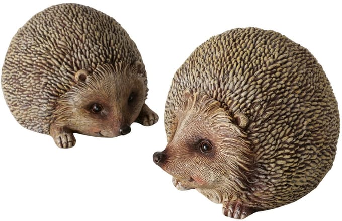 Boltze - Egel - Set van 2 - Decoratief beeld - Figuur - Herfst - Polyresin - Bruin - 14x13x10cm