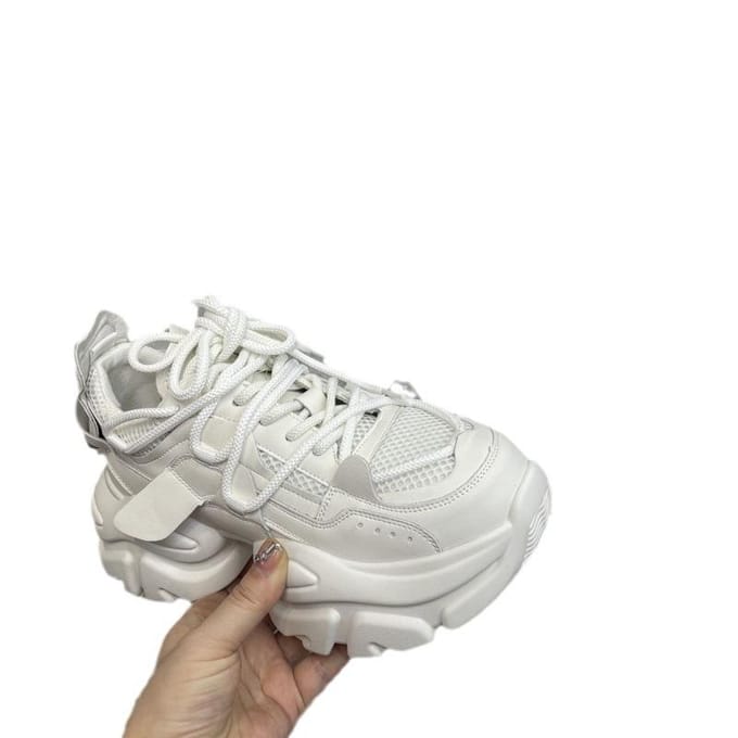 Zomer Nieuw Licht Vetersluiting Dikke Zool Dames Elevator Wilde Trendy Mesh Sneaker 40 gray