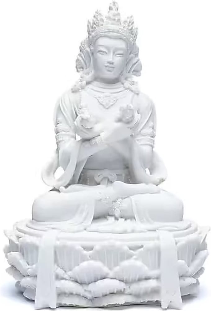 Boeddhabeeld Wit – Boeddhabeeld met Dorje en Bel – Wit – 17 cm