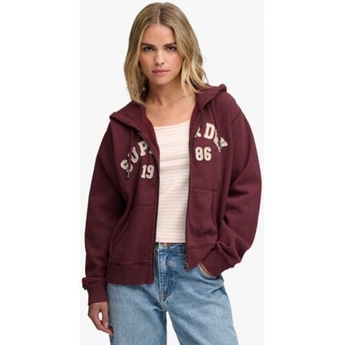 Superdry Athletic Essentials Relaxed Crop Sweatshirt Met Rits Rood,Paars XL Vrouw