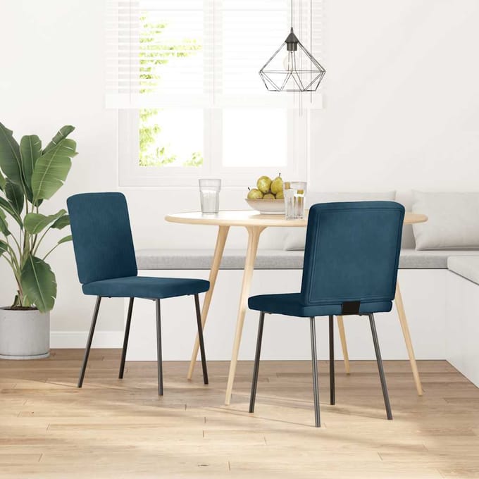 vidaXL - Eetkamerstoelen - 2 - st - fluweel - blauw