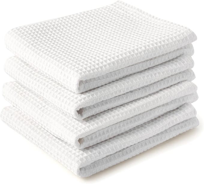 Multifunctionele Wit Katoenen Theedoeken Set van 4 - Sneldrogend en Ultra Absorberend