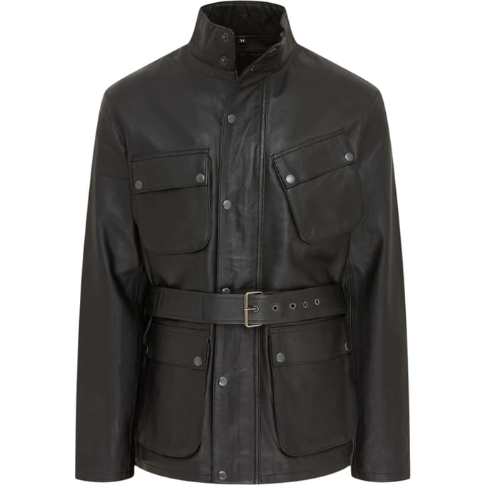 Heren Zwarte Lamsleer Safari Parka Jas - Edinburgh