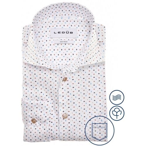 Ledûb Overhemd Multitone Triangle-Dot Fantasy Wit-Beige / male