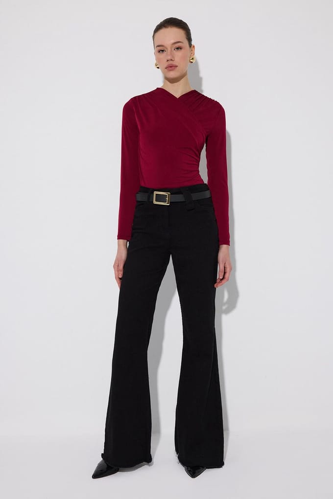 Touché Privé - Gedrapeerde bodysuit - Bordeaux - Dames