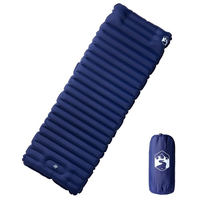 vidaXL - Kampeermatras - met - kussen - zelfopblazend - 1-persoons - marineblauw