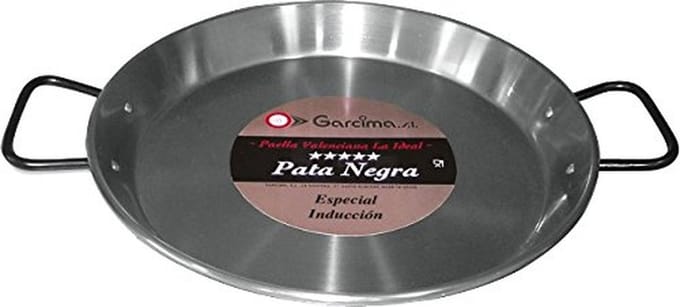 Paella Pan - Kookpan Steel - Grote Maaltijden Maken - Dubbel Gauge Staal - 42 cm - Zilver
