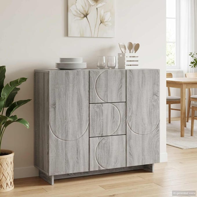 vidaXL - Dressoir - Grijs - Sonoma - 85,5 - x - 31 - x - 75 - cm - Bewerkt - hout