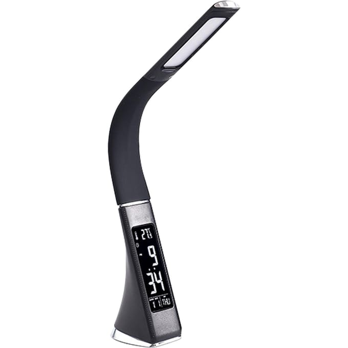 Multifunctionele LED-bureaulamp Oogverzorgende tafellamp Verstelbare bureaulamp met kalender zwart