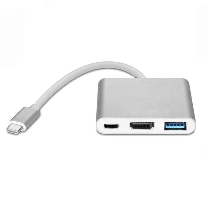 INF Adaptateur multiport USB-C pour USB, USB-C (USB PD), compatible 4K HDMI, Argent