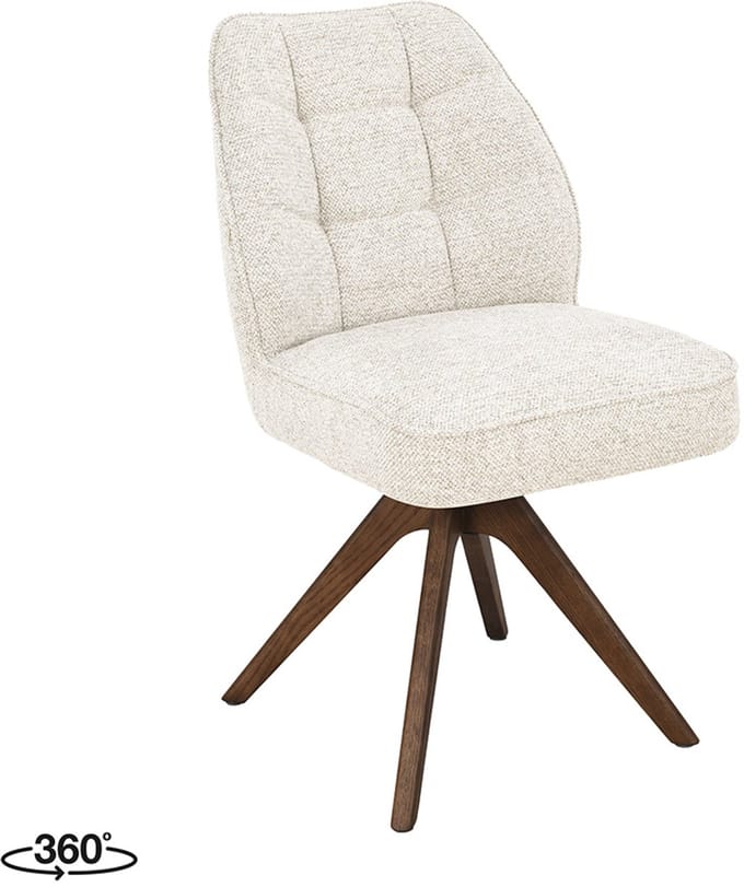 LABEL51 Yuto Eetkamerstoel - Creme - Prestige - Walnoot Hout - Stoel - Normale eetkamerstoel